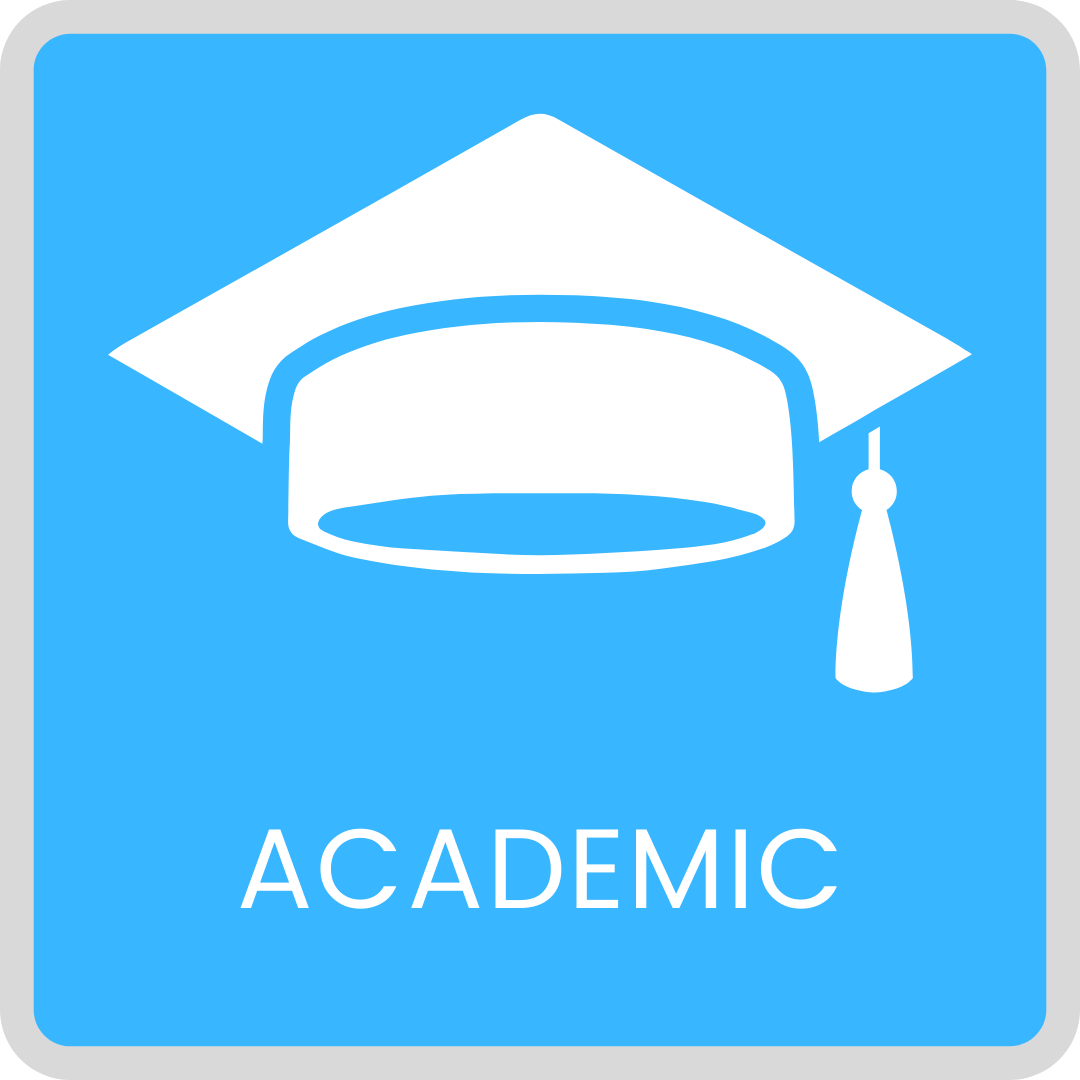 Academic button with graduation cap icon image