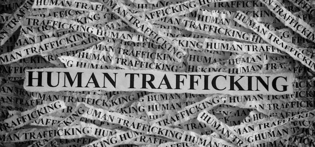 Graphic with text: human trafficking