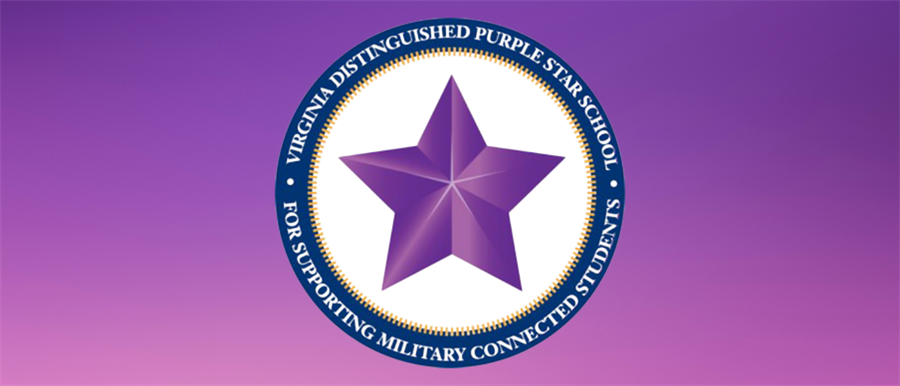 Virginia Distinguished Purple Star School for supporting military connected students symbol