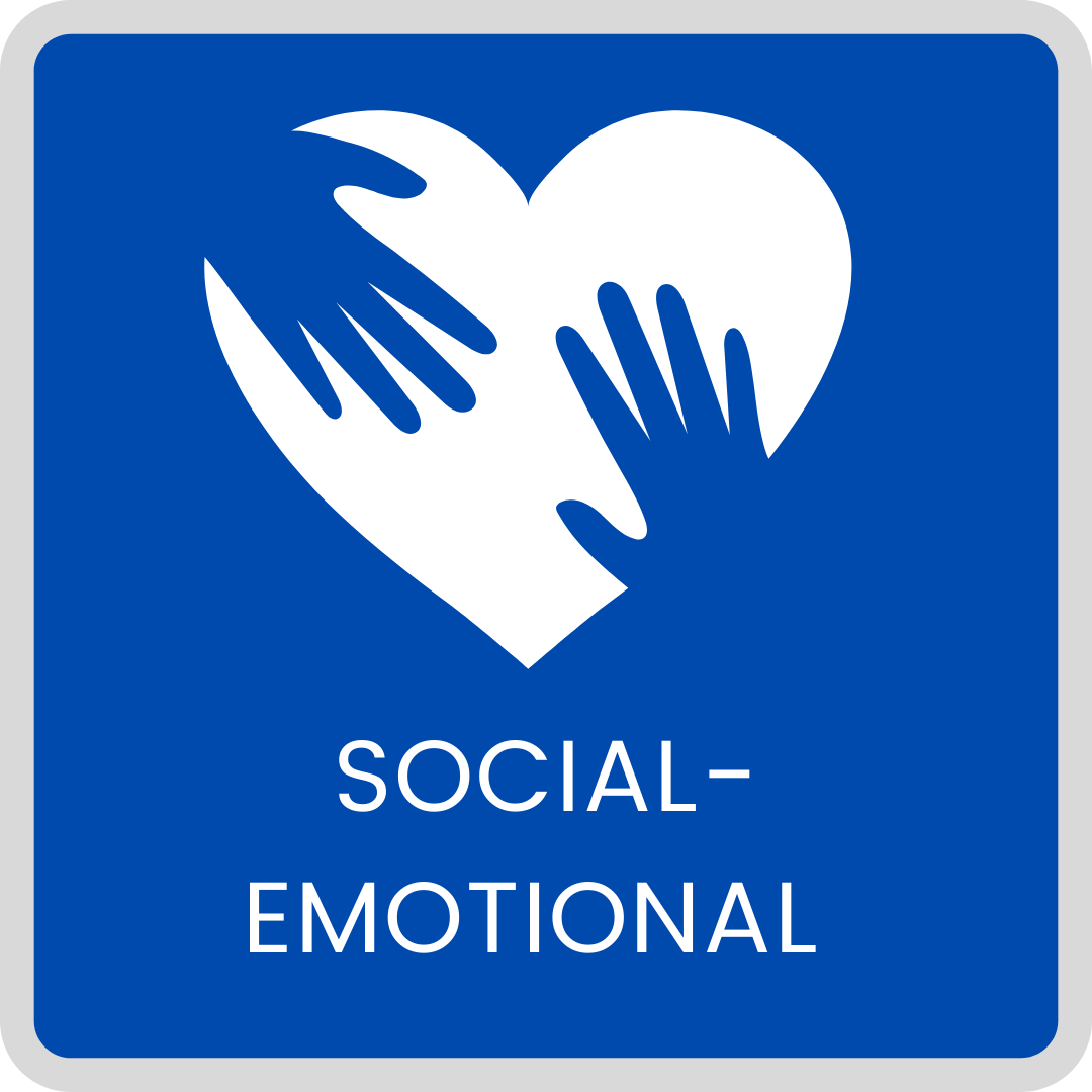 Social-Emotional button with heart in hand icon