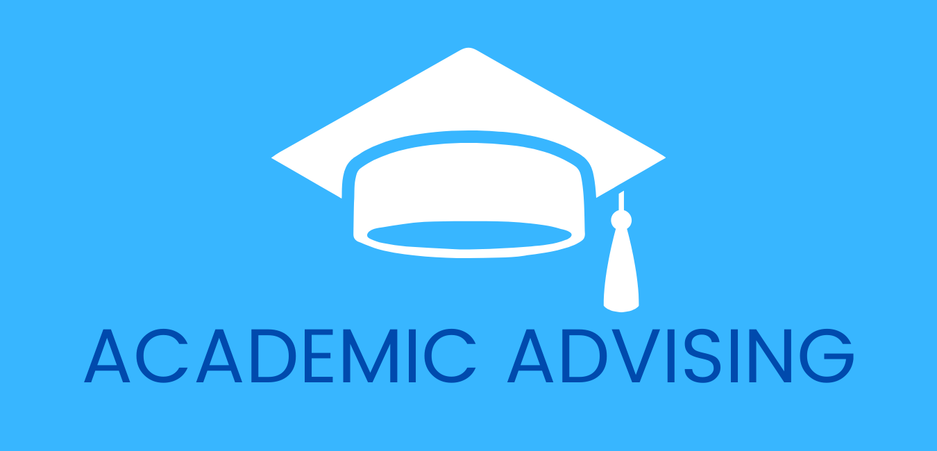 Academic Advising webpage banner with image of a graduation cap