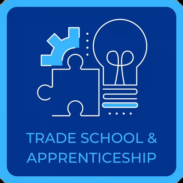 Navigate to trade school webpage - pictograph of electronics and light bulb